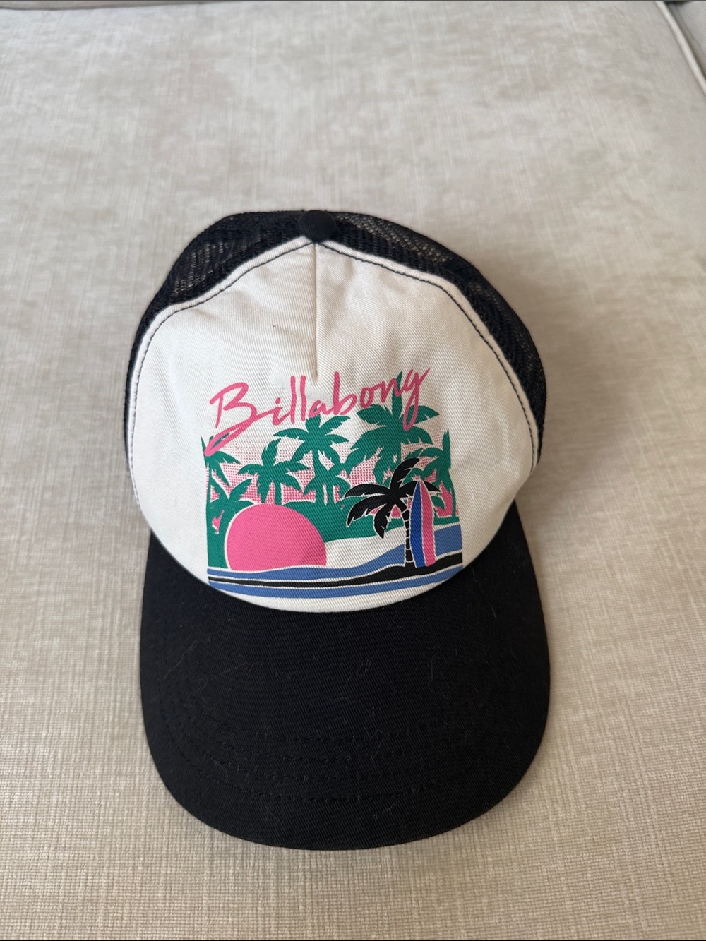 Billabong Black, Pink & Green Palm Graphic Trucker Hat